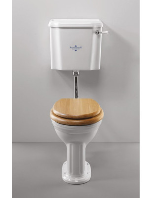 In Spanish, "Belgravia toilet med lav cisterne" translates to "Inodoro Belgravia con cisterna baja."