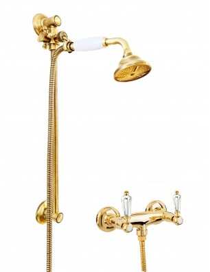 Faucets in solid brass - 6019 + 704 Dronning  shower