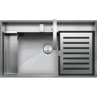 Küchenwaschbecken quadratisch Lab 86 × 51 cm Stahlwaschbecken Set