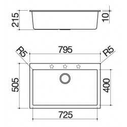 Køkkenvask firkantet 79.5×50.5 cm indbygget vask sort