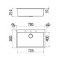 Кухонная раковина square Soul 79,5×50,5 см черная