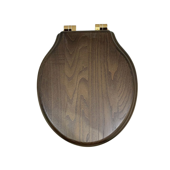 asiento de inodoro de roble oscuro aceitado