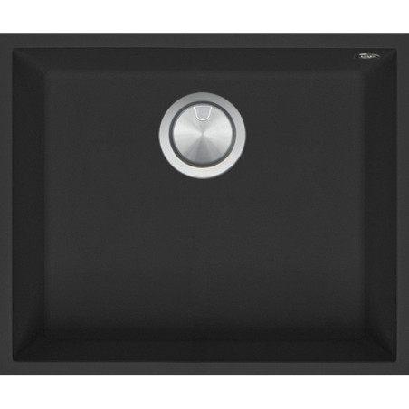 Fregadero de cocina cuadrado Soul 50×40 cm instalado debajo, negro.