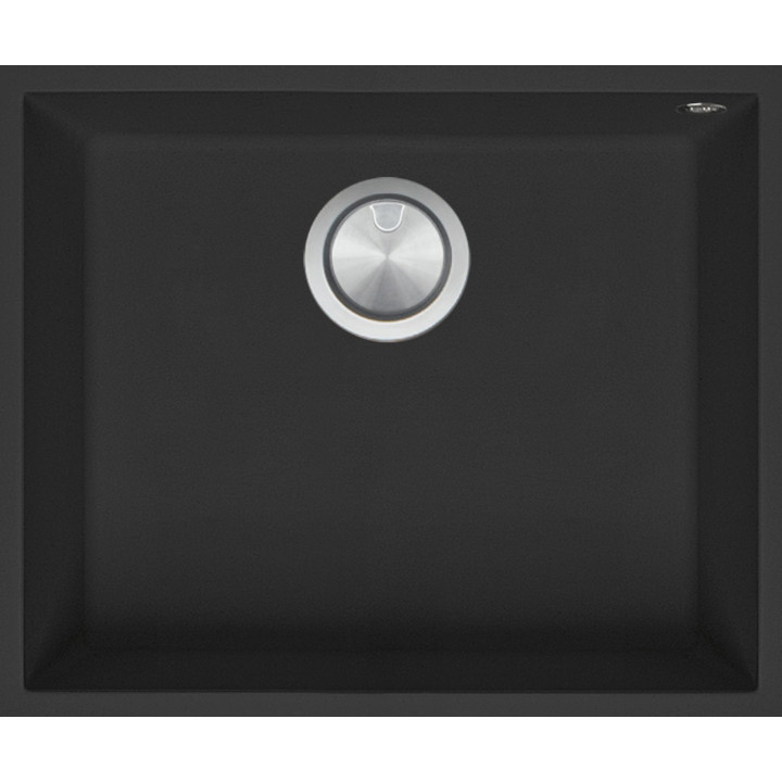 Fregadero de cocina cuadrado Soul 50×40 cm instalado debajo, negro.