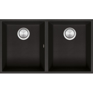 Fregadero de cocina cuadrado Soul 72×39.5 cm montado debajo, negro