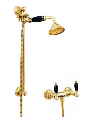 Faucets in solid brass - 6019 + 704 Onyx shower