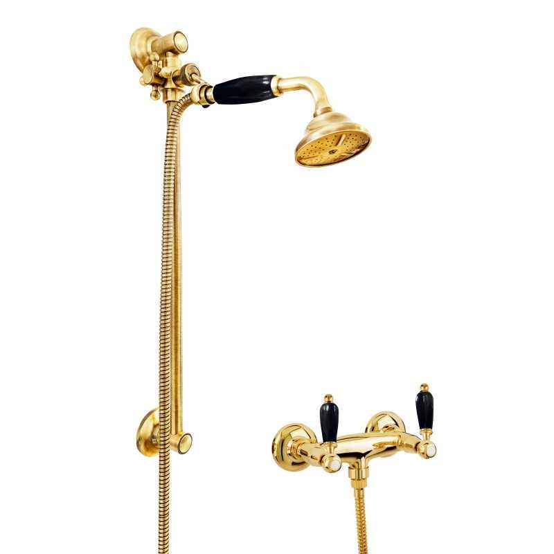Faucets in solid brass - 6019 + 704 Onyx shower