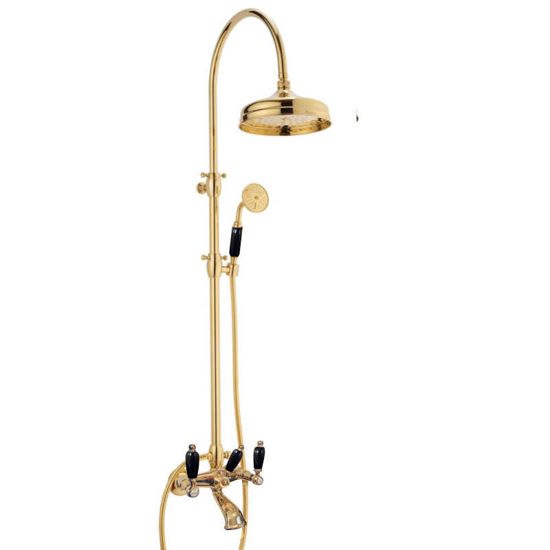 Shower Column With Bathtub Faucet In Solid Brass - Doccia arco + 6040 Onyx