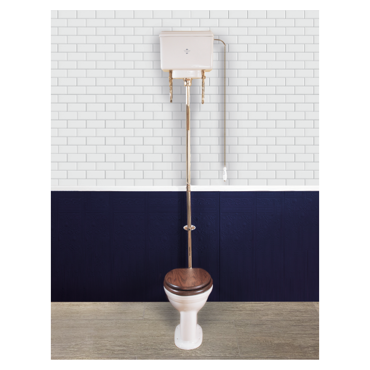 Victoriansk toalett med hög cistern