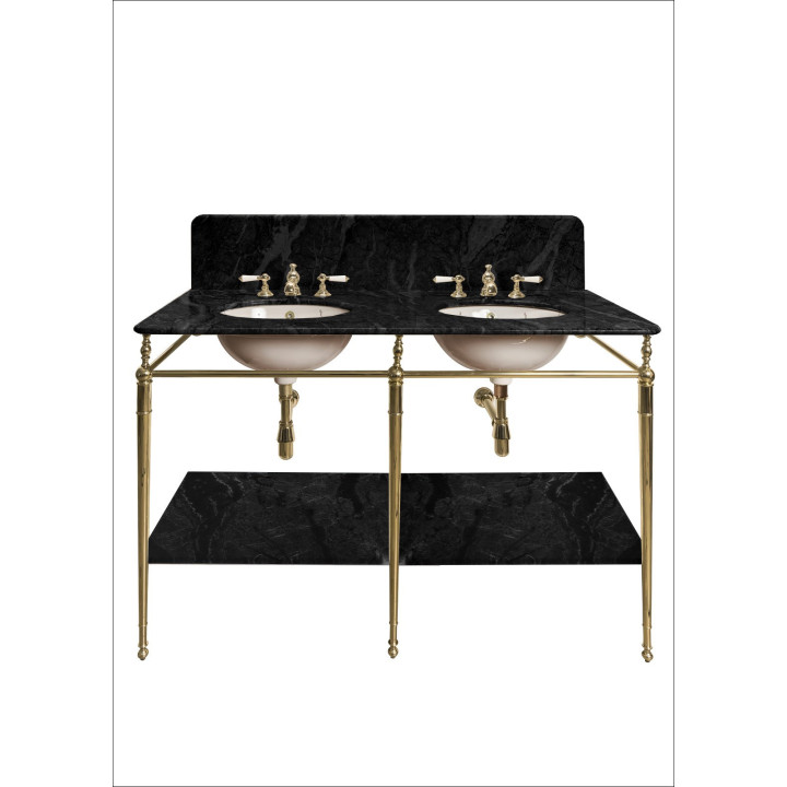 Lavabo doble Ophelia sobre estructura – Mármol 1500×600