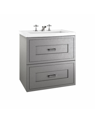 Grand Meuble-Vasque Suspendu Fradley – 2 Tiroirs & Vasque en Céramique Intégrée