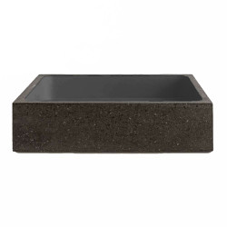 Rektangulær Lavasten Håndvask – Håndlavet Etna Basalt Vask | Sicilien