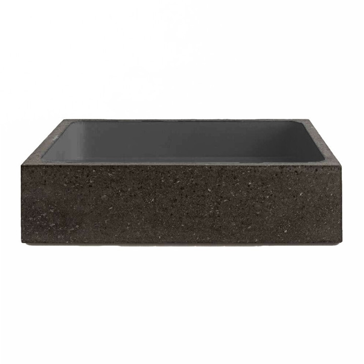 Lavabo Rectangulaire en Pierre de Lave – Évier en Basalte d'Etna Fait Main | Sicile