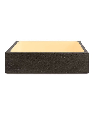 Lavabo rectangular de piedra de lava con esmalte