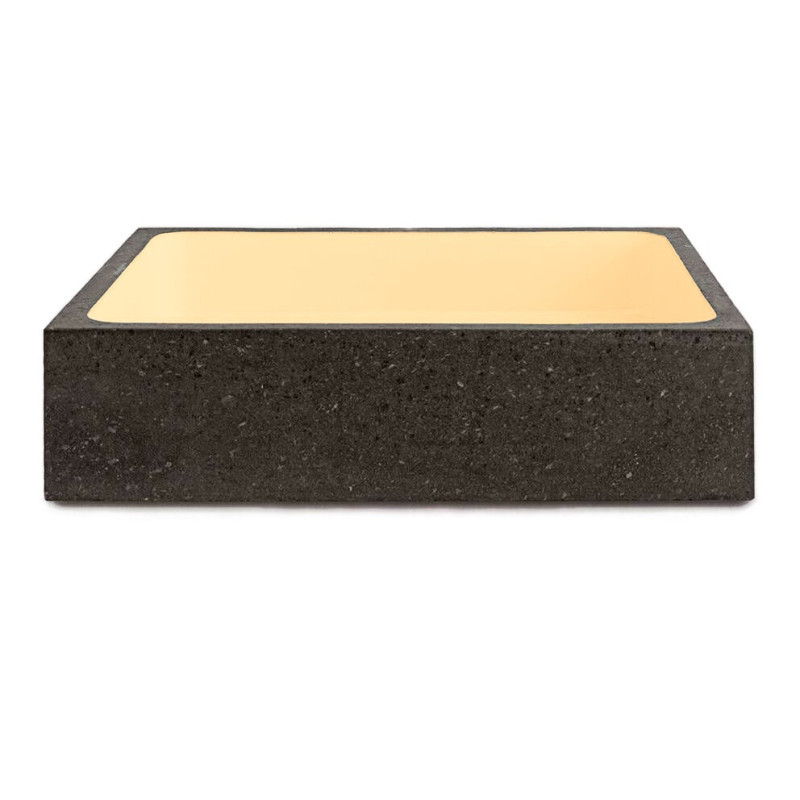 Lavabo rectangular de piedra de lava con esmalte