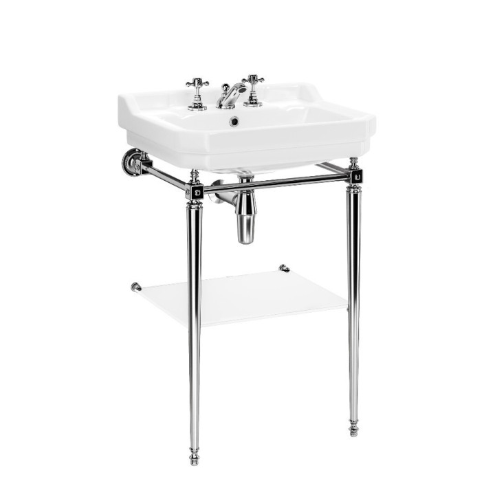 Waschbecken auf Gestell Buxton – Klassisches Konsolenwaschbecken mit Ablage in Chrom, Messing, Nickel, Bronze, Kupfer & Gold