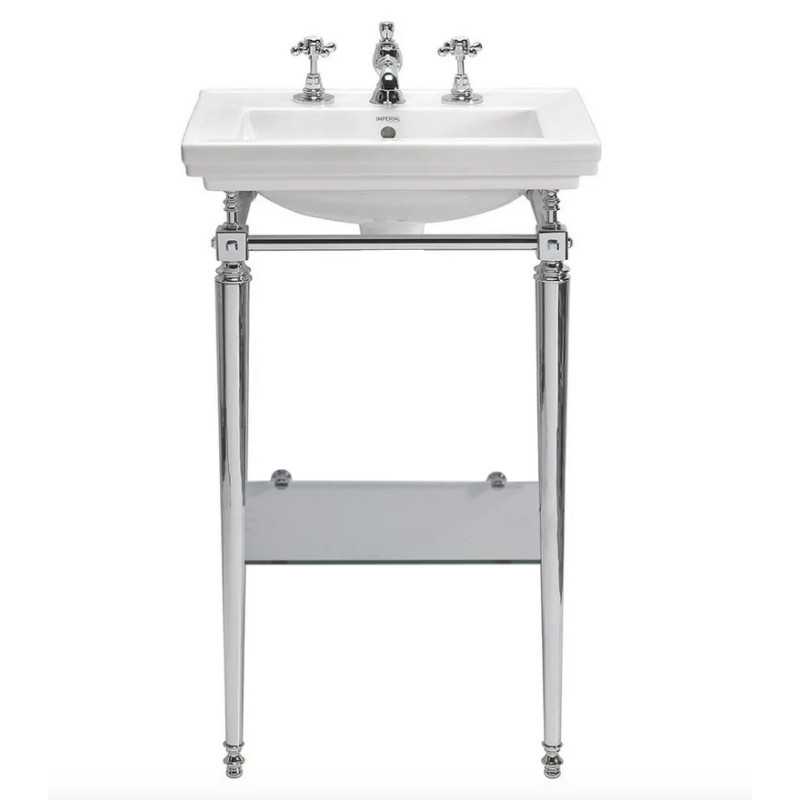 Lavabo sur cadre Astoria Deco' petit avec étagère en verre