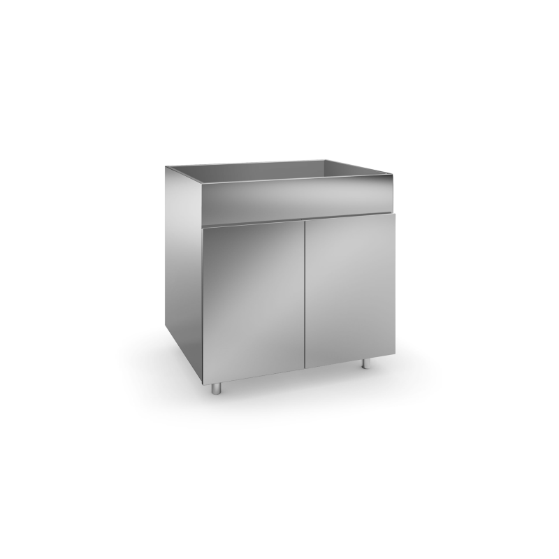 Skab 90 cm i rustfrit stål med 2 låger