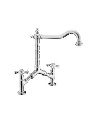 30578 Amélie – Solid-Brass Bridge Faucet with Long Swivel Spout