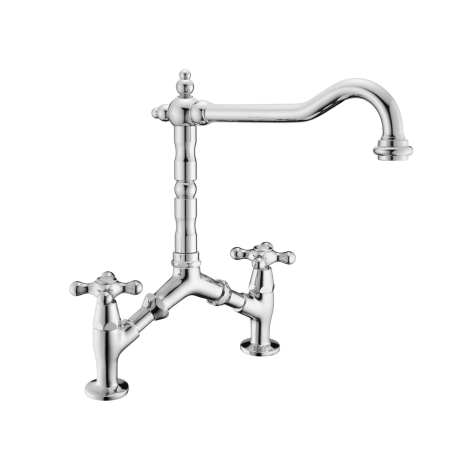 30578 Amélie – Solid-Brass Bridge Faucet with Long Swivel Spout