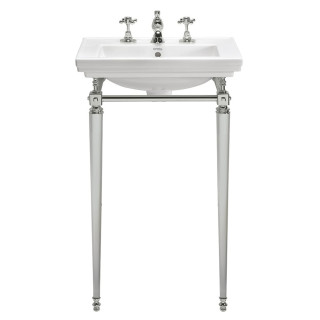 Lavabo sobre estructura Astoria Deco Pequeño | Clásico lavabo consola compacto en cromo, latón, níquel, bronce, cobre y oro