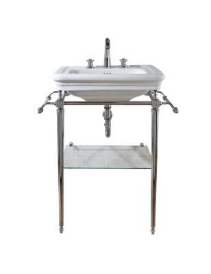 Lavabo sur cadre Venice Vergennes petit | Console de lavabo compacte en chrome, laiton, nickel, bronze, cuivre et or