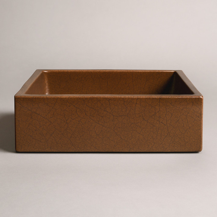 Glazed Lava Stone Rectangular Washbasin – Etna Sicily | Handmade