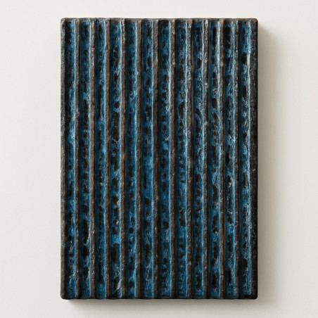 Obsidian Glazed Lava Stone Tiles – Fluted 3D Tiles from Etna, Sicily