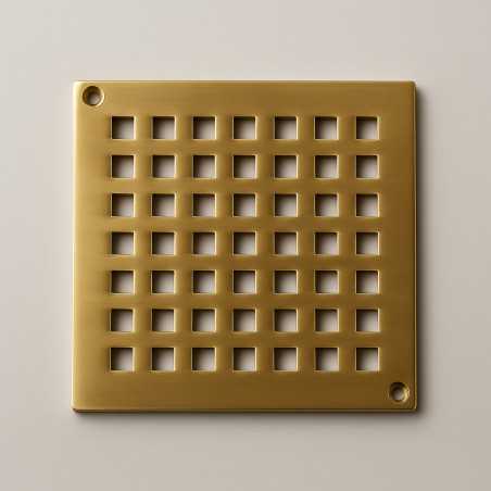 Mässingsgaller 140×140 mm – Bronzefinish | Blücher golvbrunn