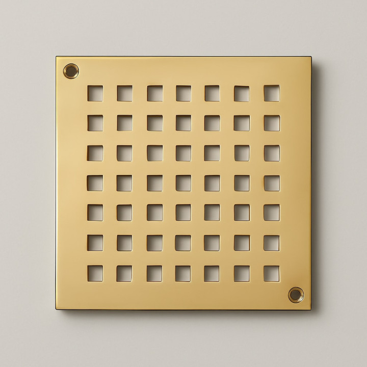 Square Brass Drain Cover 140×140 mm – Gold Finish | Blücher