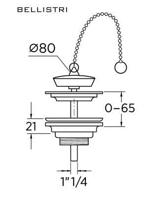 Badewannenablauf mit Stöpsel und Kette 1"1/4