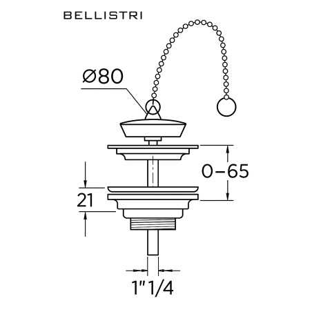 Desagüe de bañera con tapón y cadena 1"1/4