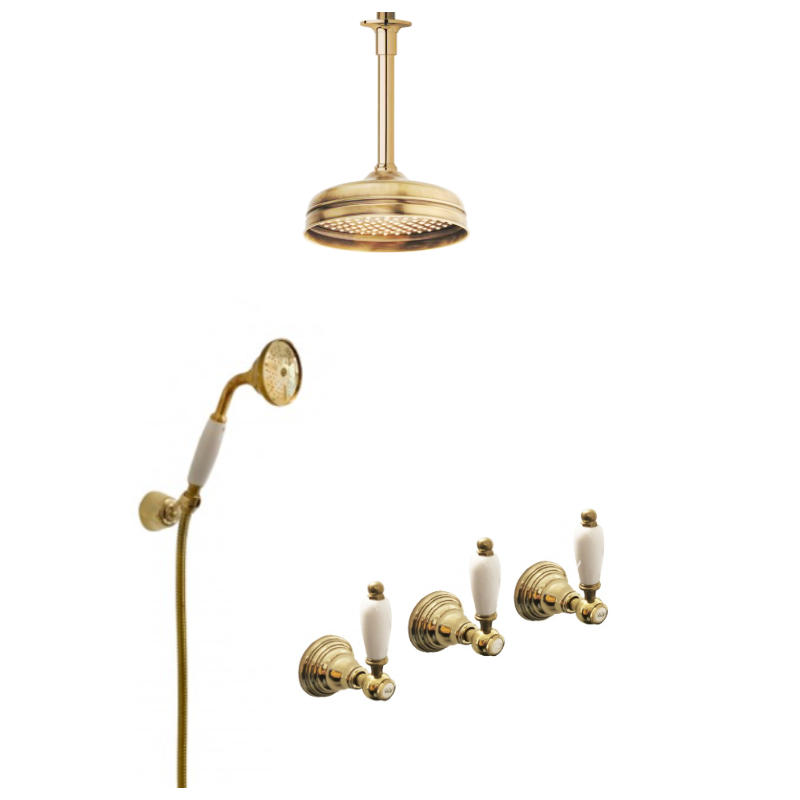 Duscharmatur aus massivem Messing - 6022-L Penelope Deckenmontage