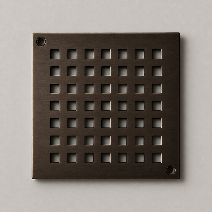 Galler i Burnished brass 140×140 mm – Blücher golvbrunn