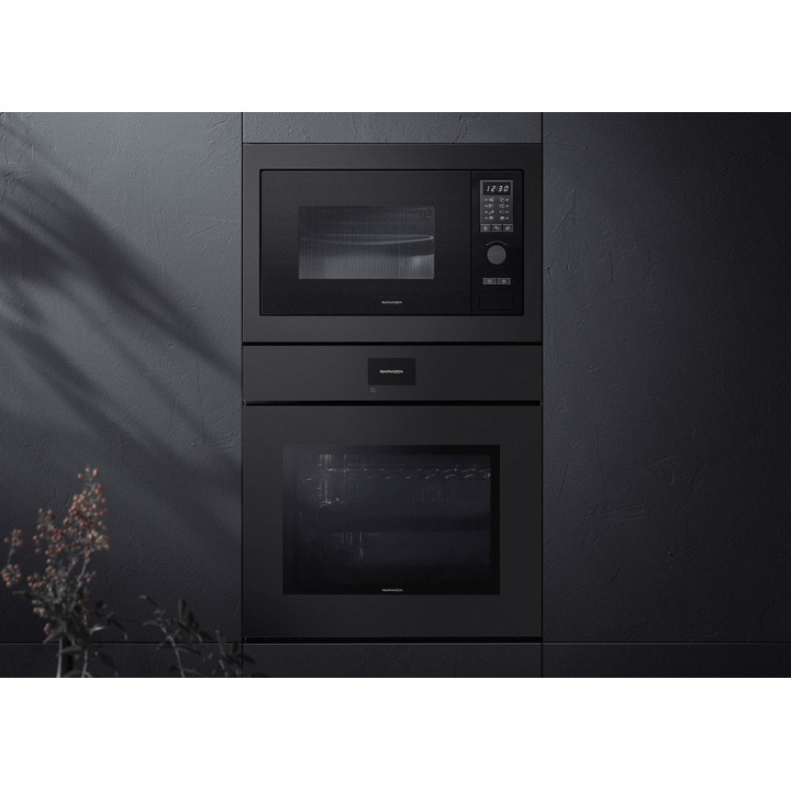Micro-ondes encastrable Barazza 1MOEN en acier noir mat et verre noir
