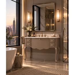 Mueble de baño Lampedusa 107 cm con mármol, lavabo cerámico