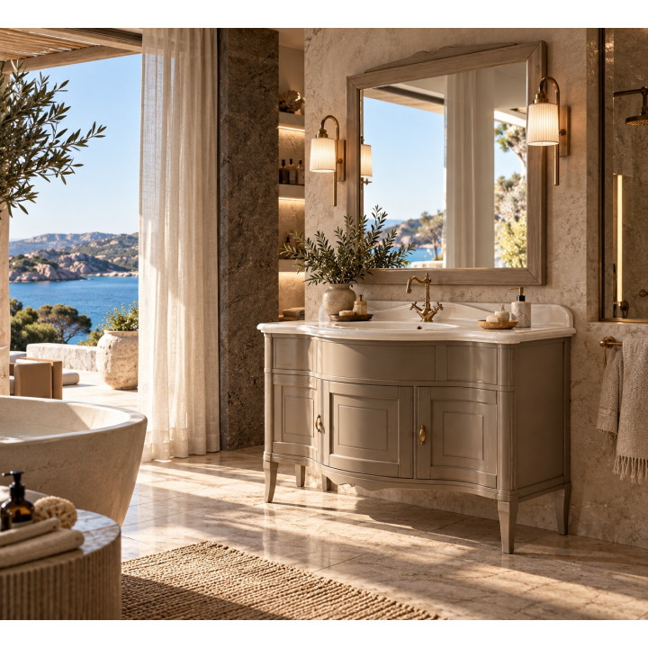 Meuble de salle de bains Rodi 110 cm avec marbre et vasque c