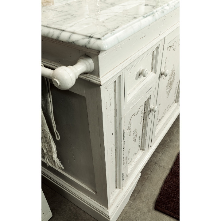 Ariete 126 cm badrumsmöbel med handdekorerat trä, marmor och