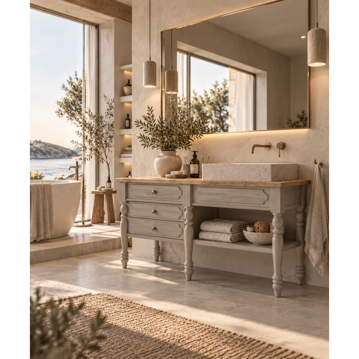 Provenzale 130 cm RAL bathroom vanity with ceramic counterto