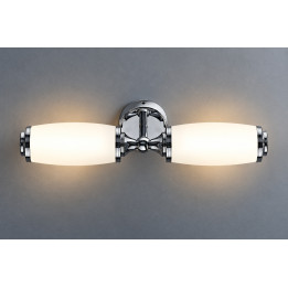 Aplique de Pared Doble Toledo | Aplique de Tocador de 2 Luces en Opalino en Cromo | Bellistri ApS