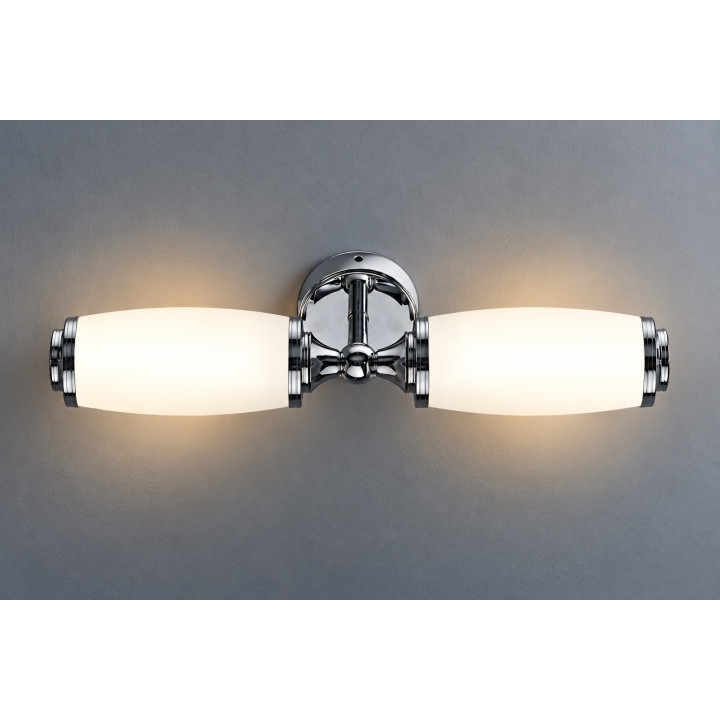 Toledo Double Wall Light | 2-Light Opal Vanity Sconce in Chrome | Bellistri ApS